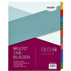 Tabbladen Multo A4 23-gaats 10-delig wit karton 220gr