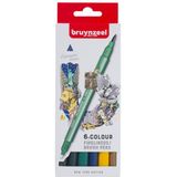 Fineliner Brush pen Bruynzeel Creatives New York set 6 kleuren