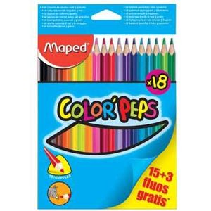 Kleurpotlood Maped color\'peps 15 kleurpotloden + 3 fluo