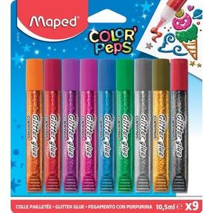 Maped glitterlijm Color'Peps, etui van 9 tubes van 10,5 ml