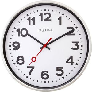 Grote stationsklok - 45cm - Stille klok - Wit - Alumium - NeXtime Station