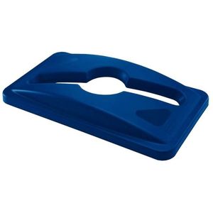 Deksel Rubbermaid Slim Jim Vented inwerpopening voor gemengde recycling blauw