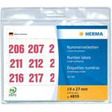 Nummer etiketten Herma 4859 enkel zelfklevend 19x27 mm opdruk rood 201-300