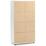 Lockers OFFICE-LINE met 8 vakken beukdecor zonder postsleuf melamin wit cilinderslot met wisselcilinder
