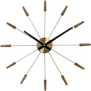 Grote wandklok - 58cm - Stille klok - Walnoot hout - NeXtime "Plug-Inn"