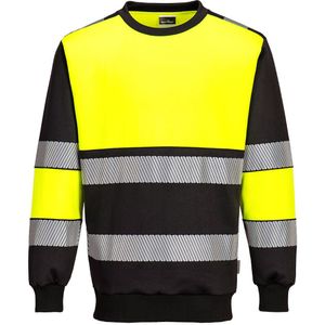 Portwest PW3 Hi-Vis klasse 1 Sweatshirt PW376 - Geel/Zwart - 5XL