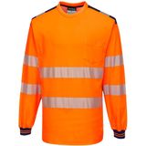 PW3 Hi-Vis T-shirt met lange mouw maat 4XL, Orange/Navy