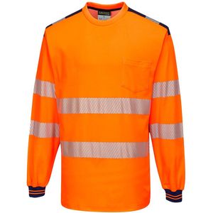 PW3 Hi-Vis T-shirt met lange mouw maat 4XL, Orange/Navy