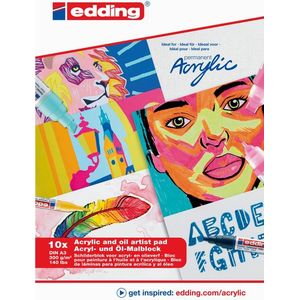 Olie- en Acrylblok edding 30010 A3 10 vel 300 gram wit