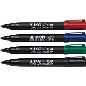 Ikon K50 flipchart marker, etui van 4 stuks in geassorteerde kleuren