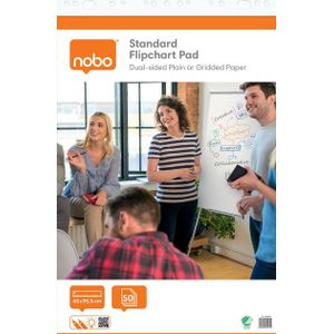 Nobo Standaard Flipoverblok op Rol - 50 Vellen Dubbelzijdig Geruit of Blanco Papier - 65x95cm - 70 grams