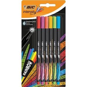 Bic fineliner Intensity, blister met 6 stuks in geassorteerde regenboogkleuren