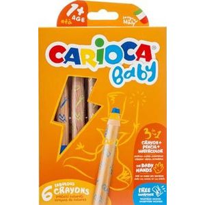 Carioca kleurpotlood Baby 3-in-1, geassorteerde kleuren, 6 stuks in een kartonnen etui