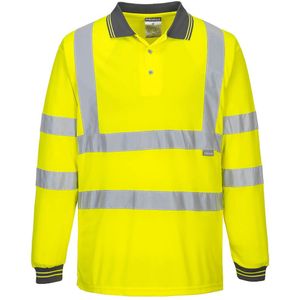 Hi-Vis Poloshirt Geel met lange mouw en reflectie strepen