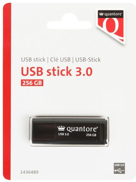 Quantore - USB-stick 3.0 - Zwart - 256GB - Gerecycled Plastic