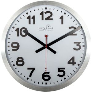 Wandklok NeXtime dia. 35 cm, aluminium, wit, 'Station' Radio Controlled (DCF) NE-3999ARRC