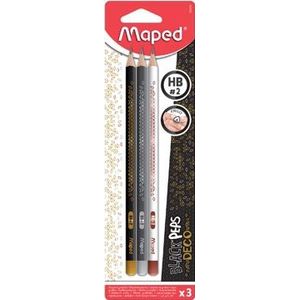 Maped potlood Black'Peps Deco HB, blister van 3 stuks
