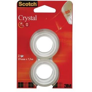 Scotch Plakband Crystal ft 19 mm x 7,5 m, blister met 2 rolletjes