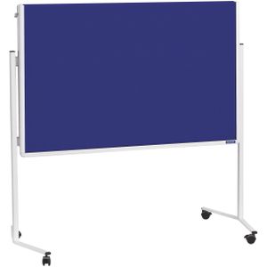 Prikbord magnetoplan met wit aluminium frame, opvouwbaar, blauw vilt, 1200 x 1500mm