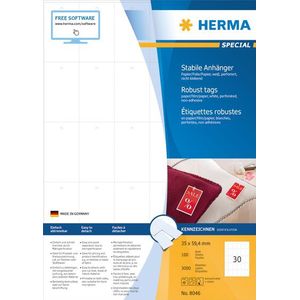 Stevige Herma labelhangers A4 35x59,4 mm wit papier/folie/papier geperforeerd niet hechtend 3000 st.