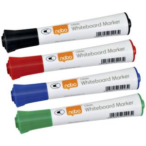 Viltstift Nobo whiteboard Glide rond assorti 3mm 4st