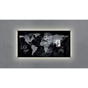 glasmagneetbord Sigel Artverum LED 910x460x15 wereldkaart