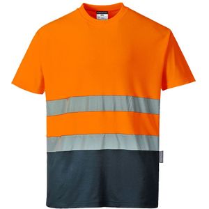 S173 - Tweekleuren Katoenen Comfort Portwest T-shirt Oranje marine