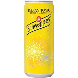 Schweppes Indian Tonic frisdrank, blikje van 33 cl, pak van 24 stuks