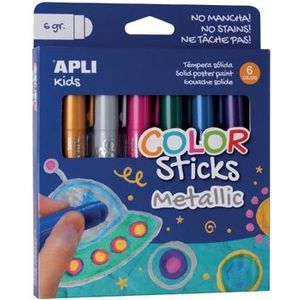 Apli Kids plakkaatverf Color sticks, metallic, blister met 6 stuks [12x]