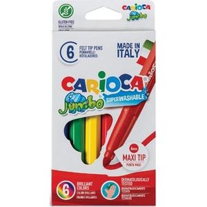 Carioca viltstift Jumbo Superwashable 6 stiften in een kartonnen etui