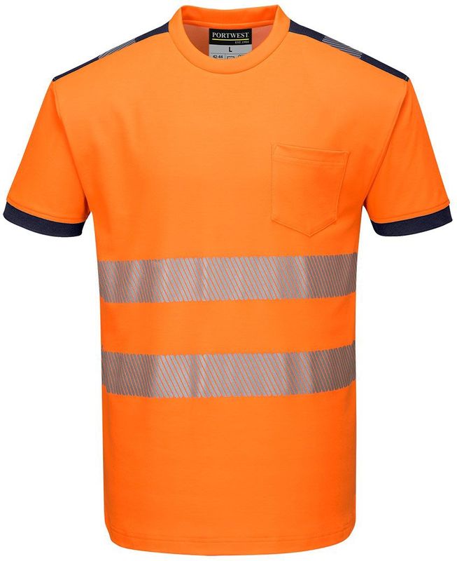 PW3 Hi-Vis Vision T-Shirt Korte Mouw maat 4XL, OrNa