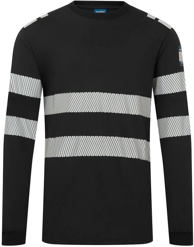 PW3 Modaflame gebreid Hi-Vis FR T-shirt met lange mouwen maat L, Black