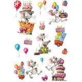 HERMA 3713 Stickers Happy Birthday Muis, Glitter Folie [10x]
