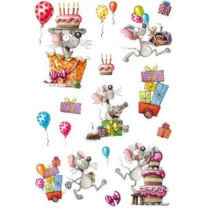 HERMA 3713 Stickers Happy Birthday Muis, Glitter Folie [10x]