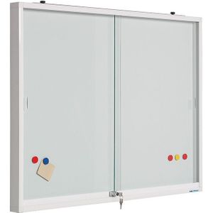 Binnenvitrine wit, glazen deuren, whitebord 900 x1200