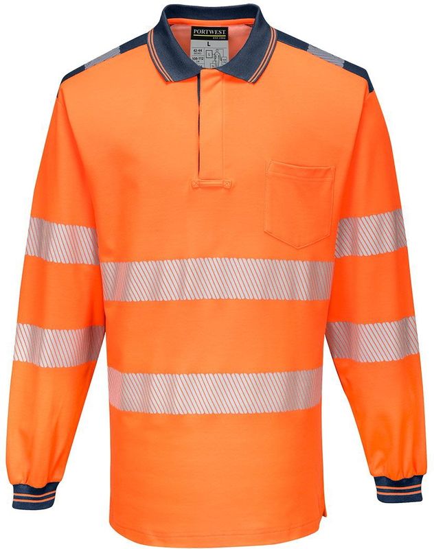 PW3 Hi-Vis Poloshirt Langemouw maat 5XL, OrNa