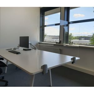 Plexiglas scherm H65xB100 cm + 2 bureauklemmen