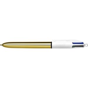 Balpen Bic 4kleuren shine medium goud [12x]