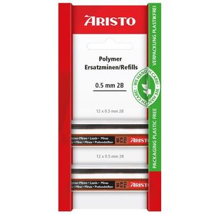 potloodstiftjes Aristo HI-Polymer 2B 0,5 mm blister 2x koker a 12 stuks [10x]