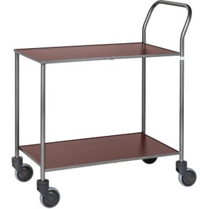 Volledig gelaste Design-trolley 2 planken mahonie met rem