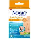 Wondpleister Nexcare active flexible foam waterbestendig 30 stuks assorti