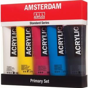 Amsterdam acrylverf tube van 120 ml, etui van 5 stuks in primaire kleuren