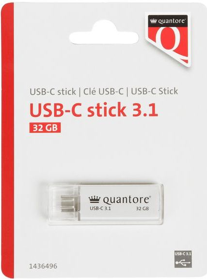 Quantore - USB-C Stick - 32GB - Zilver - Aluminium