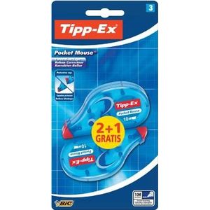 Tipp-Ex correctieroller Pocket Mouse, blister met 2 + 1 gratis