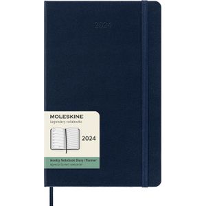 Agenda 2024 Moleskine 12M Planner Weekly 7dag/1pagina large 130x210mm hard cover saffier blauw