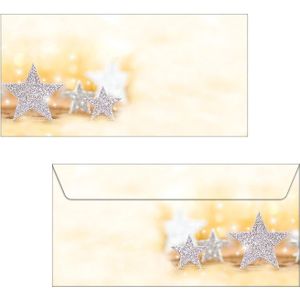 Kerst envelop Sigel Gouden kerstboom gestanst venster druk binnenin 90gr DL (110x220mm)