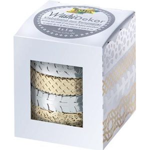 Folia washi tape kant zilver/goud, pak met 4 stuks