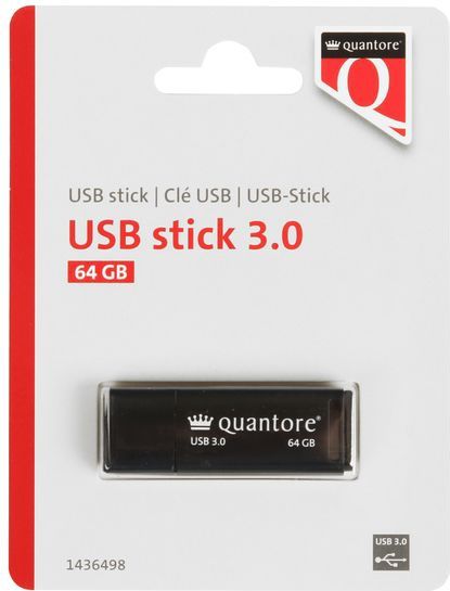 Quantore - USB-stick 3.0 - Zwart - 64GB - Gerecycled Plastic