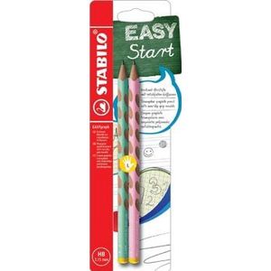 STABILO EASYgraph S Pastel potlood, HB, 3,15 mm, blister van 2 stuks, voor linkshandigen, groen en roze