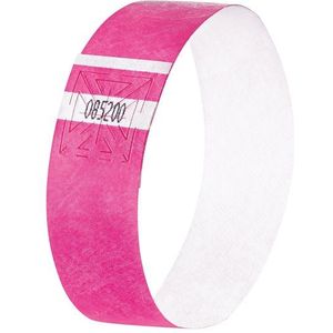 evenementenbandjes Sigel super soft, 255x25mm 120 stuks neon roze